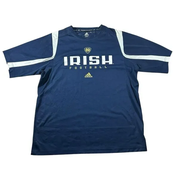 Notre Dame Fighting Irish Football Mens Medium Adidas Team Shirt Climacool Y2K - Picture 2 of 9
